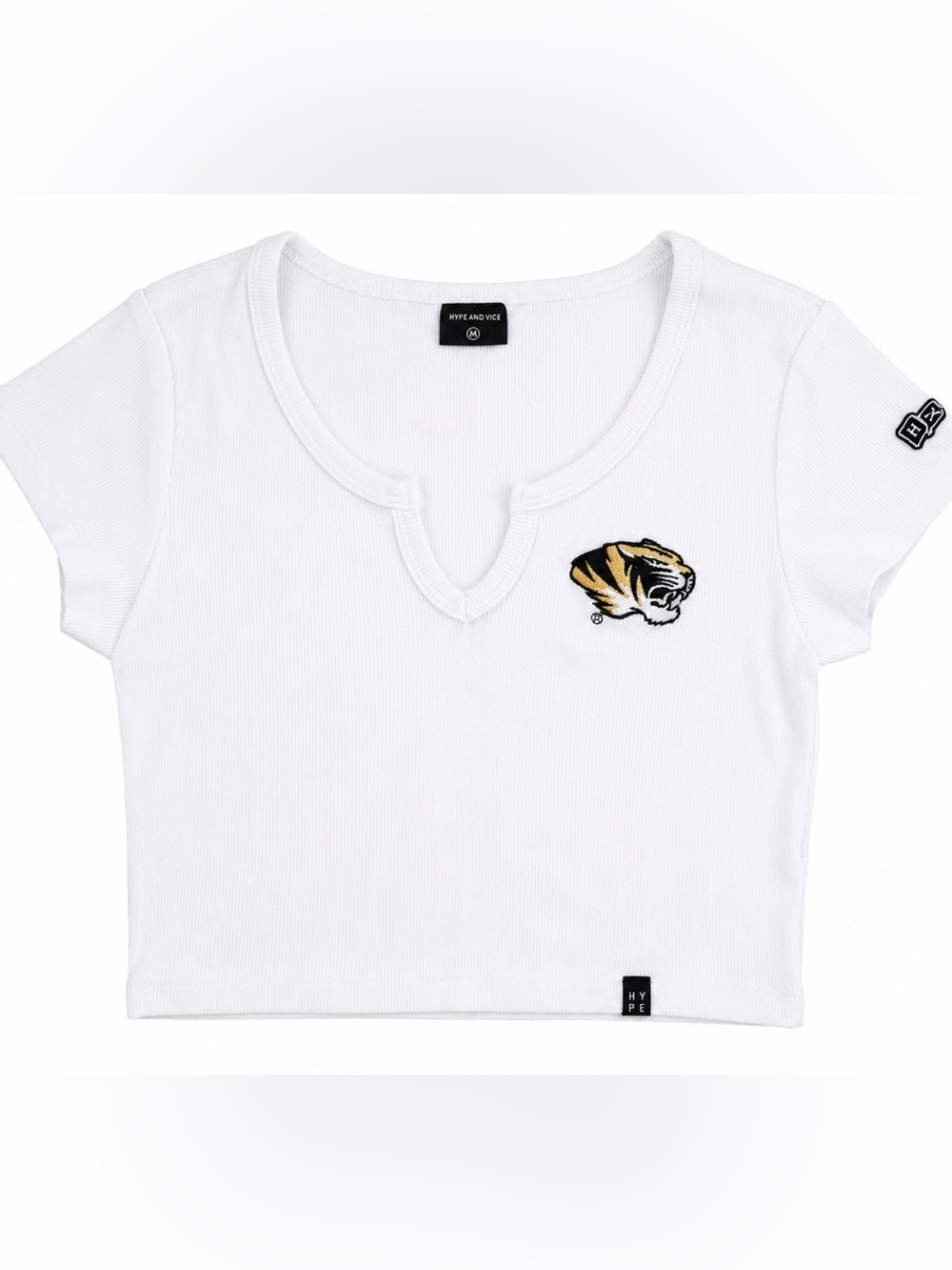 Hype and Vice Missouri Mizzou Tigers Ribbed Crop Top  - white- med